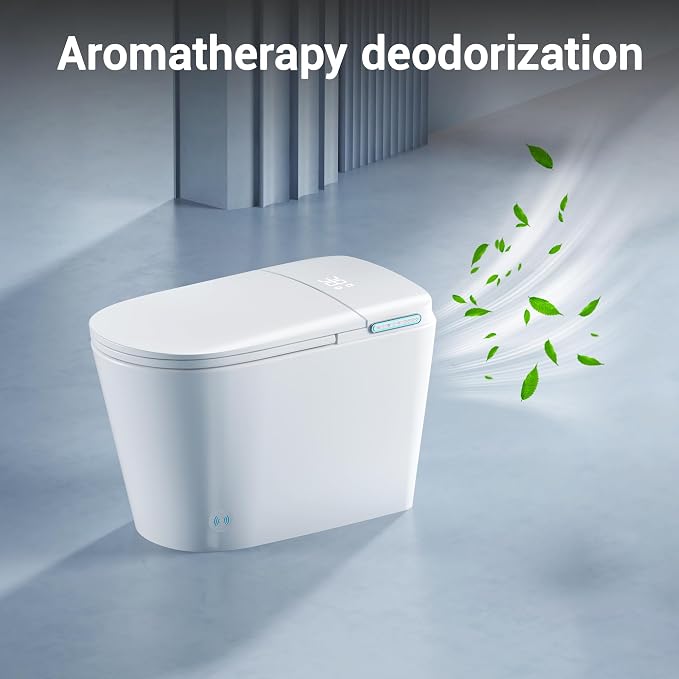 Smart Bidet Toilet w/Tank Heated Seat Cleaner Tablets Auto Flush/Lid&Seat | Foot Sensor UV-C light Electric Modern One Piece Toilet with Dryer LED Display Siphon Flush 1.28 GPF MAP 1000g