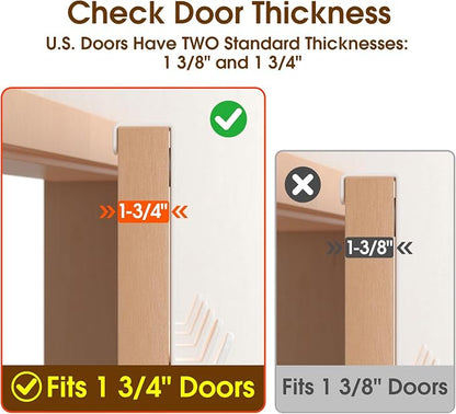 Over The Door Hooks Hanger, Heavy Duty Rack for Winter Coat, Fits 1 3/4" Doors, L7U - Bathroom Accessories and Towel Organizer Holder - White