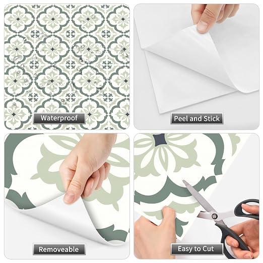 MORCART Peel and Stick Floor Tile, 20Pcs - 7.87" x 7.87" Vinyl Flooring Waterproof DIY Flooring for Bathroom, Kitchen, Fireplace, Pet House, Wall, Stairs, Bedrooms