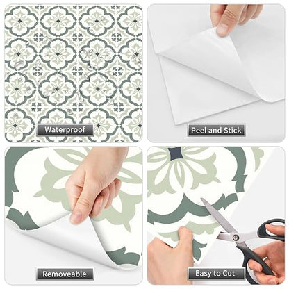 MORCART Peel and Stick Floor Tile, 20Pcs - 7.87" x 7.87" Vinyl Flooring Waterproof DIY Flooring for Bathroom, Kitchen, Fireplace, Pet House, Wall, Stairs, Bedrooms