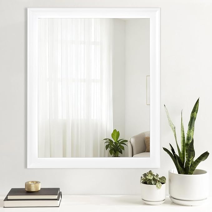 White Wall Mirror for Bathroom,Rectangle Large 30 x 36 inch Vanity Mirrors | Rustic Hanging Mirror for Living Room,Bedroom,Entryway