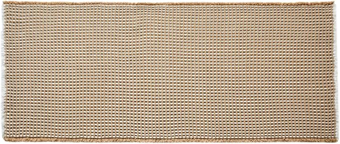 TYUU Waffle Runner Rug Bathroom, Long Boho Bath Mat, 60x24 Khaki & White | Super Absorbent Quick Dry Bath Rug, Non-Slip Backing, Soft Waffle Washable Farmhouse Bathroom Mats, Tub, Shower & Home Decor