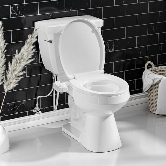 SAMODRA Non-Electric Bidet - Self Cleaning Dual Nozzle (Frontal and Rear Wash) Fresh Water Bidet Toilet Seat Attachment with Independent Adjustable Water Pressure (Classic White)