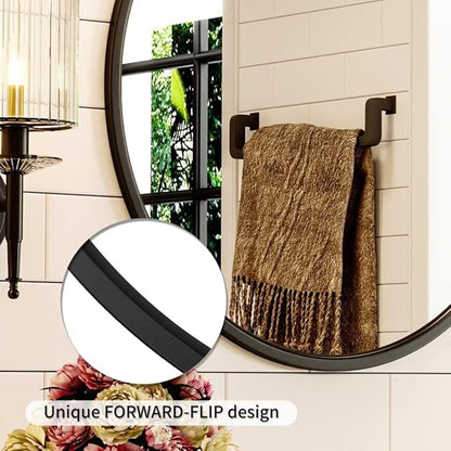 Growsun 24'' Black Round Mirror, Circle Wall Mirror for Bathroom Vanity, Entryway Living Room with Metal Frame for Home Decor, 2 Pack