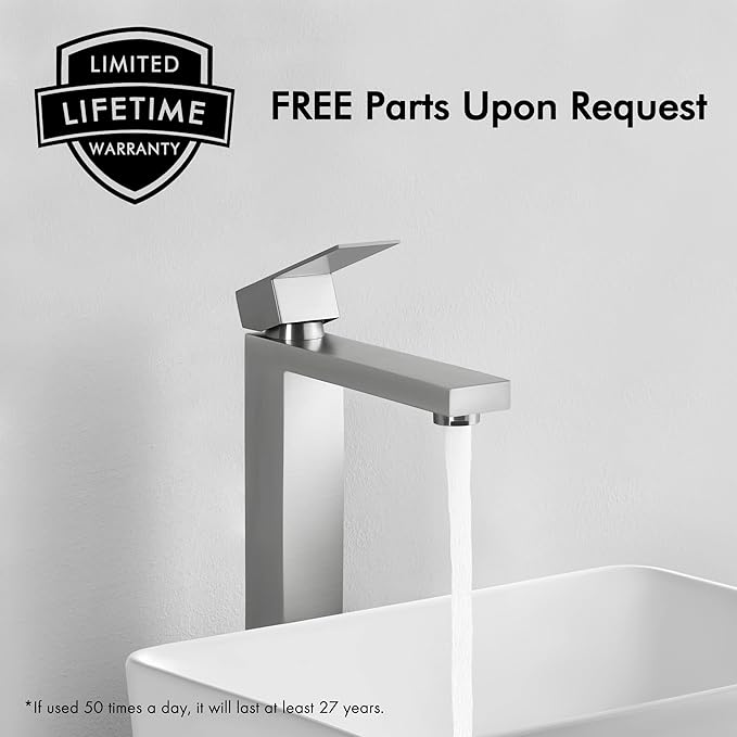 KES Tall Bathroom Faucet Vessel Sink Faucet Single Hole, Brushed Stainless Steel Faucet, cUPC NSF Certified, L3156BLFF12-BS