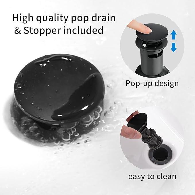 2 Handle Black Bathroom Sink Faucet - 4 Inch Centerset Faucet Bathroom 2 or 3 Hole Lavatory Faucet Bathroom Vanity Sink Faucets with Pop-up Drain and Supply Lines Matte Black