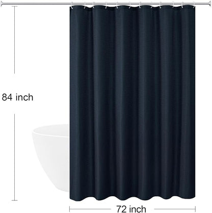 Extra Long 230GSM Navy Blue Shower Curtain, 72 x 84 | 230GSM Tall Fabric Shower Curtain for Bathroom, Water Repellent, Machine Washable