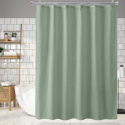 Amazer Sage Green Shower Liner Cloth Waterproof, Soft Sage Green Shower Curtain Liner Fabric with Weighted Stones, Washable Shower Curtain and Liner 2-in-1, 12 Grommet Holes, 72 x 72 Inches
