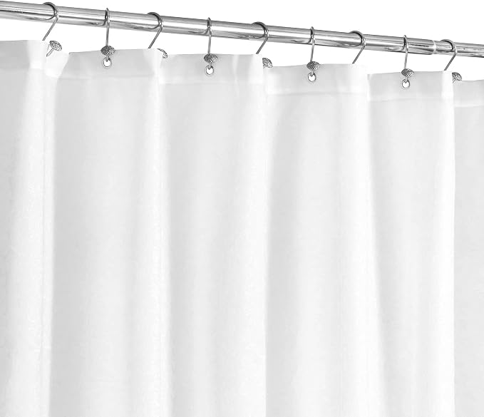 N&Y HOME Fabric Shower Curtain or Liner with Magnets, White | Soft Cloth, Hotel Quality, Machine Washable, Water Repellent Standard Size Shower Curtain for Bathroom