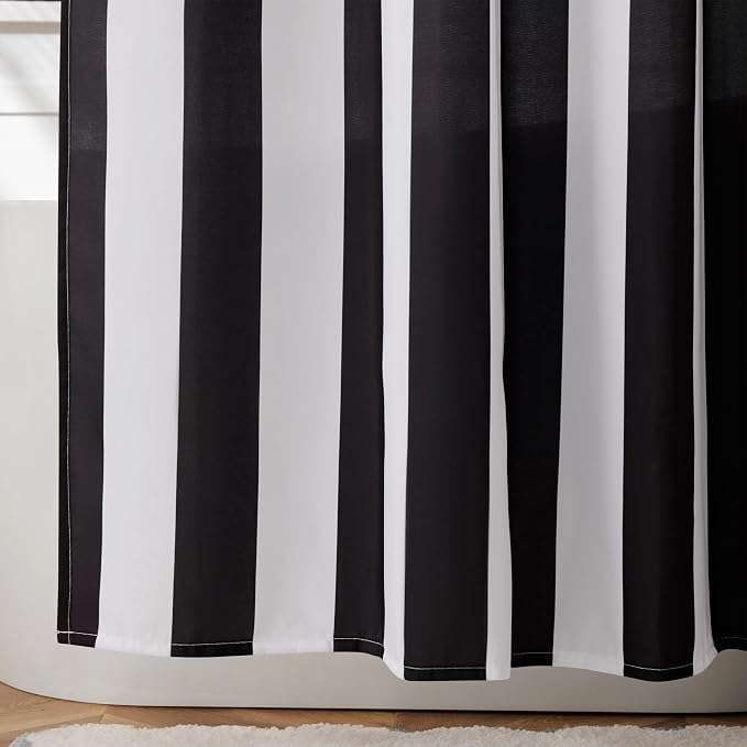 Ohocut Vertical Striped Shower Curtain, Cute Retro Vintage Stripe Bathroom Shower Curtain, Waterproof Polyester Fabric Modern Bath Curtain for Bathroom 72x72 Inches Black and White