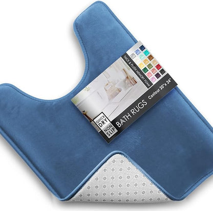 Clara Clark Bathroom Rugs, Velvet Memory Foam Bath Mat, Non-Slip, Machine Washable Bath Rugs - Dries Quickly, Ultra Soft Plush Bath Mats for Bathroom, 20 x 24, Calm Blue