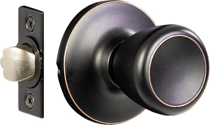 Design House Terrace Interior Door Knobs, Universal Passage Door Handle – Round Closet Door Knobs for Home Improvement - Oil Rubbed Bronze Dummy Door Knob, Design House 728717