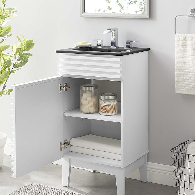 Modway Render 18" Bathroom Vanity With Sink in White Black