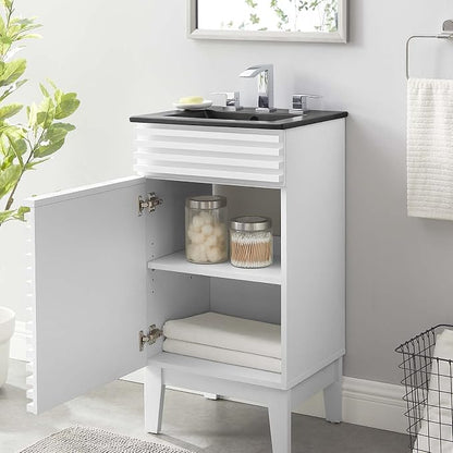 Modway Render 18" Bathroom Vanity With Sink in White Black
