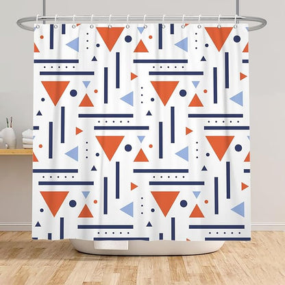 Abstract Geometric Shower Curtain Colorful Geometric Abstract Boho Orange Triangle, Modern Minimalist Boho Art Bathroom Decor Waterproof Fabric Bath Curtain 72x78 inch