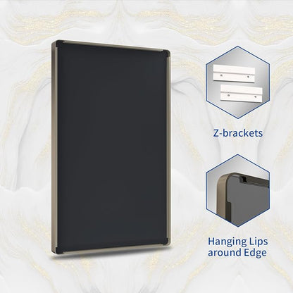 WEER 40X30 Inch Bronze Bathroom Vanity Mirror for Wall | Brushed Bronze Metal Frame Mirror, Rounded Rectangle, Tempered Glass, Anti-Rust, Hangs Horizontally or Vertically