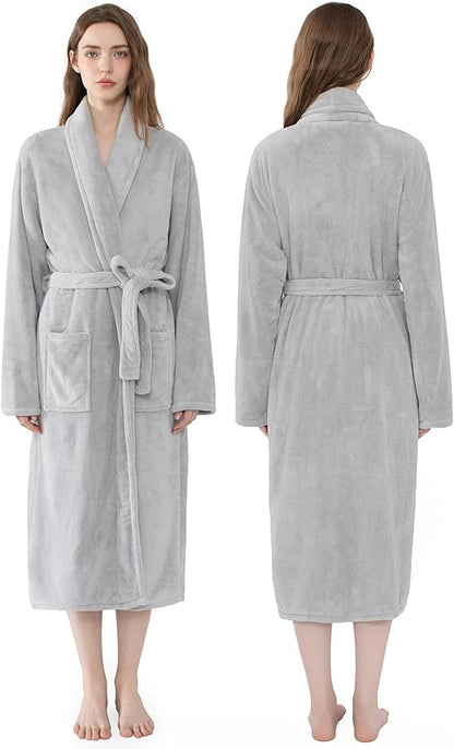 Soft Robe For Women，Warm Plush Bath Robes Female，Spa Towel After Shower Lightweight Long Bathrobe