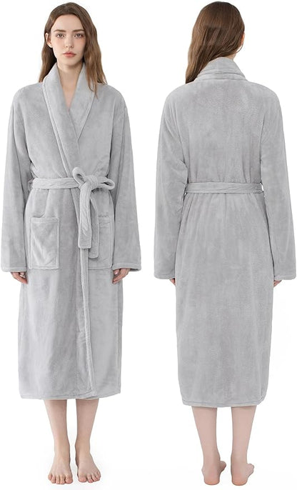 Soft Robe For Women，Warm Plush Bath Robes Female，Spa Towel After Shower Lightweight Long Bathrobe