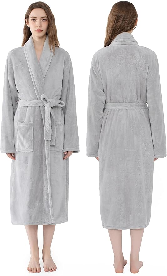 Soft Robe For Women，Warm Plush Bath Robes Female，Spa Towel After Shower Lightweight Long Bathrobe