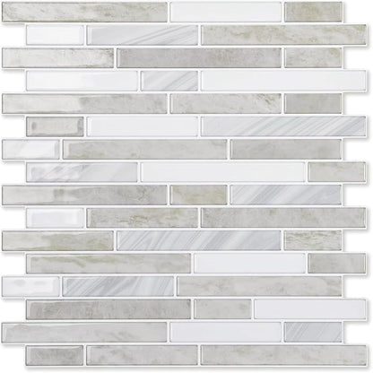 LONGKING 10-Sheet Extra Thick Peel and Stick Backsplash Tiles, Waterproof Kitchen Backsplash Peel and Stick Tile, Self-Adhesive Backsplash for Kitchen, Beige & White | Peel and stick backsplash, self-adhesive wall tile, Beige White, extra thick, waterp...