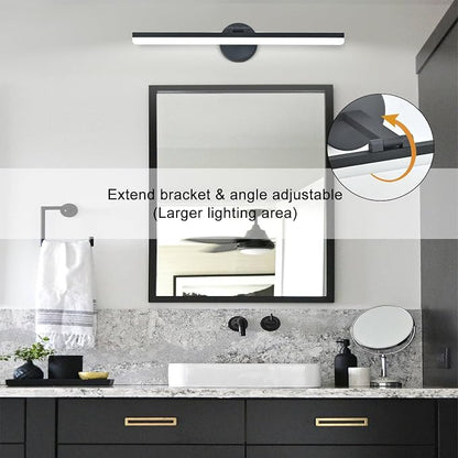 24inch LED Modern Black Bathroom Vanity Lighting Fixtures Over Mirror Vanity Light for Bath Matte Black Wall Sconce Lights for Bathroom (White Light 6000K)