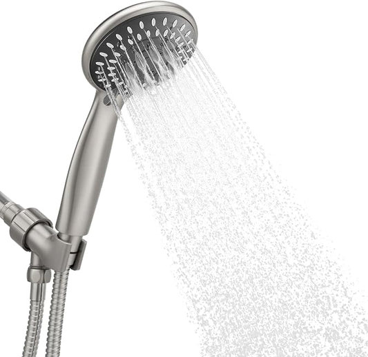 Handheld Shower Head High Pressure 5-Settings with Hose, Matte Black | Powerful Water Spray, Against Low Pressure Water Flow, 59 Inch Stainless Hose, Adjustable Mount