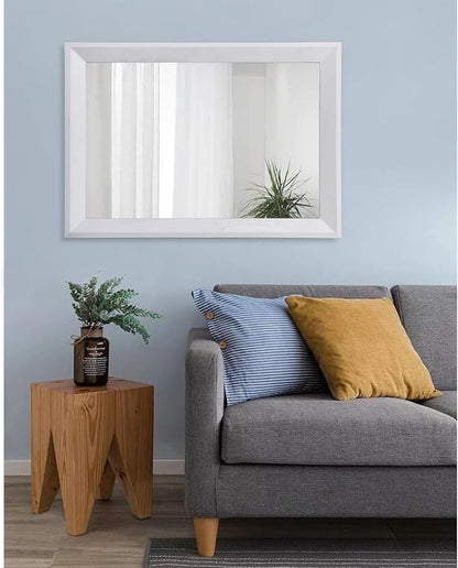 AAZZKANG Rectangular Wall Mirror Decorative Wood Framed Mirrors Large 28"x20" for Farmhouse Bedroom Bathroom Living Room Entryway Hanging Home Decor