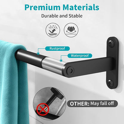 KLJKPA 2-Pack Towel Bar for Bathroom, 24 Inch Towel Rack, Matte Black | Heavy Duty Single Towel Rod, Space-Saving Hand Towel Holder, Toilet Kitchen Towel Storage, Rustproof, Stainless Steel