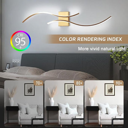 CANEOE Modern Wall Sconce, 39Inch Gold LED Wall Light Fixtures,6000K Bathroom Vanity Light Fixtures Over Mirror Indoor Bedroom Wall Lamps for Living Room Hallway Sconces Lighting