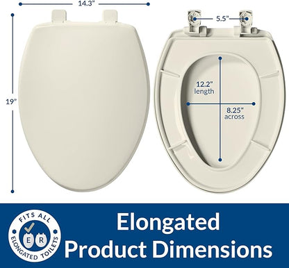 Bemis 7300SLEC Slow Close Toilet Seat, Easy Clean Hinges and Durable Plastic Seat, Made in USA, Elongated, Biscuit (Pack of 2)