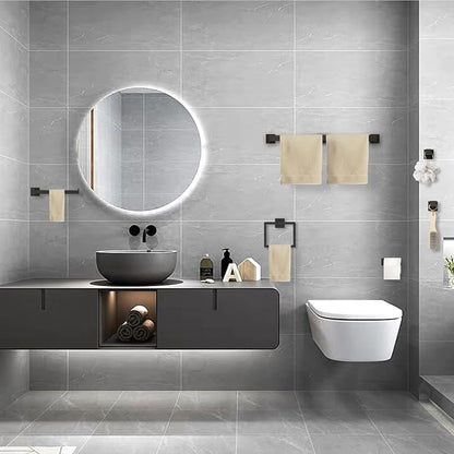 15-Pieces Matte Black Bathroom Accessories Set, 23.6 Inch Bath Towel Bar Set, SUS 304 Stainless Steel Bathroom Hardware Set, Towel Racks for Bathroom Wall Mounted.