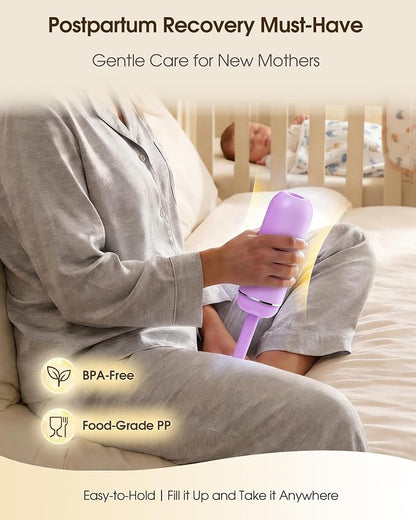 Portable Bidet for Travel & Camping - Manual Squeeze Peri Bottle Handheld | 3 Leak-Proof Seals | BPA-Free | Feminine Hygiene Care Postpartum | Extendable Sprayer with Nozzle for Men&Women-Light Purple