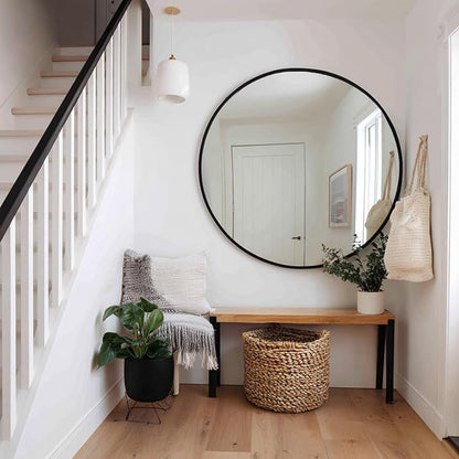 Large Round Mirror 42 inch, Black Circle Mirror, Matte Metal Frame | Matte Black Metal Frame, High Definition Mirror, Rust-resistant, Circle Mirrors for Living Room, Bedroom, Dressing Room