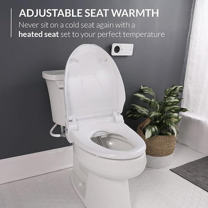 Bio Bidet USPA PRO Modern Bidet Seat, Warm Water, Heated Seat & Dryer, Remote Control, Round