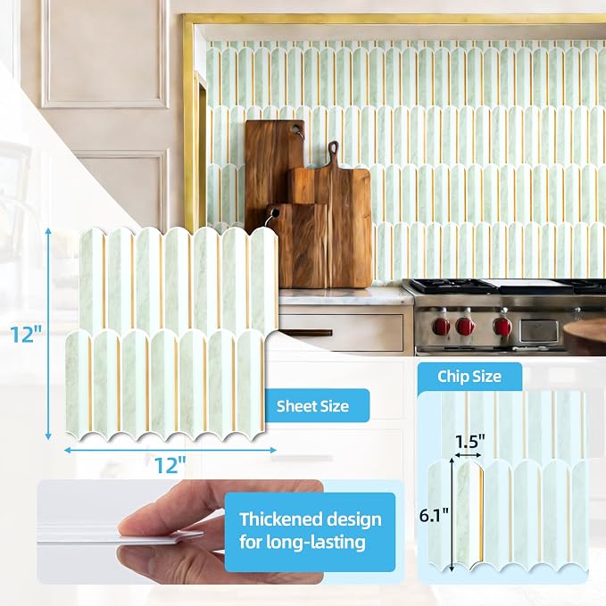 Art3d Arrowhead Design Peel and Stick Backsplash, 10-Pack, Gray & White | 12 x 12 Inch, Thickened Design, Heavy-Duty, Stain-Resistant, Durable, for Kitchen, Living Areas, Ideal for New Home Buyers