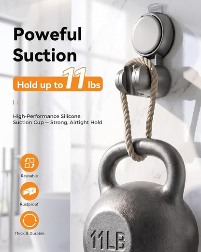 JOTPE Adjustable Suction Cup Shower Head Holder, Wall Mount, Gray | Adjustable holder fits most handheld shower heads, Reusable suction cup installs without drilling on smooth surfaces