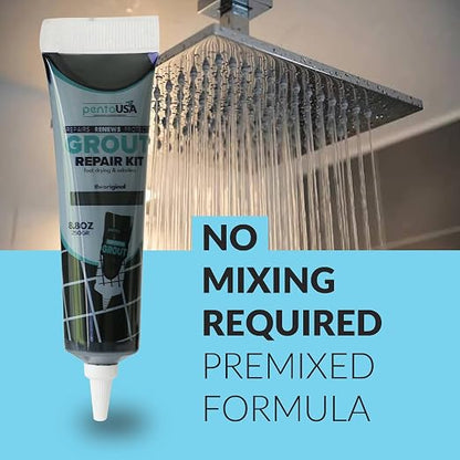 Premixed Tile Grout Repair - Anthracite Charcoal 8.8oz/250g | 5 gray shades with RAL codes, premixed acrylic sanded, bathroom shower kitchen tile, water-resistant, 24-hour cure, 29 sq ft