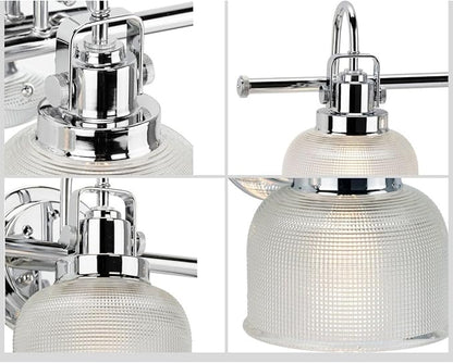 Progress Lighting Archie Collection 3-Light Clear Double Prismatic Glass Coastal Bath Vanity Light Polished Chrome