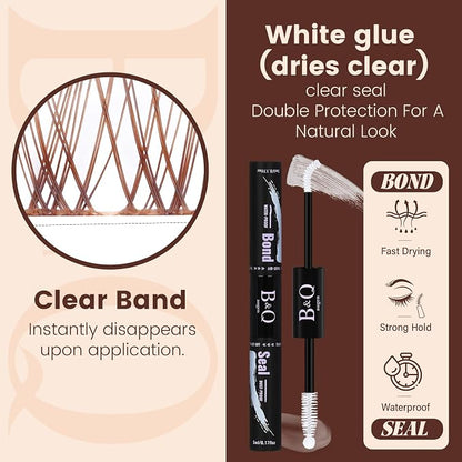 B&Q Brown Velure Lash Clusters Kit Natural Lashes Clusters, Wispy Light Brown Eyelash Cluster Kit C-8-16mm DIY Lash Eyelashes for Fair/Dark Hair, Lightweight & Invisible Band(Mochalash Velure 05 Set)