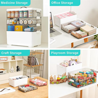Homaigie Extra Tall 4-Tier Medicine Cabinet Organizer for Medicine Bottles Organizer, Portable Medicine Storage Box with Leather Handle, Empty First Aid Kit Container for Home, Classroom