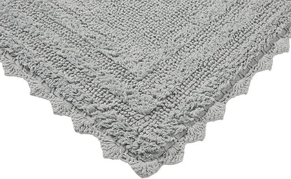 Better Trends Lilly Crochet Collection 100% Cotton 2 Piece Set (17" x 24" | 17" x 24") Bath Rug Set in Gray