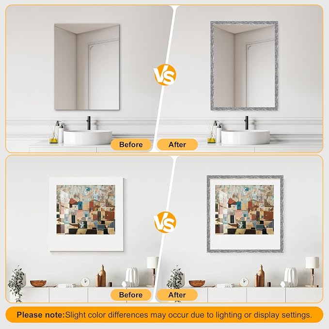 3 Pack 16.4FT Silver Peel and Stick Crown Molding Trim Kit – Flexible Self-Adhesive Mirror Trim for Cabinets, and Frame Edges