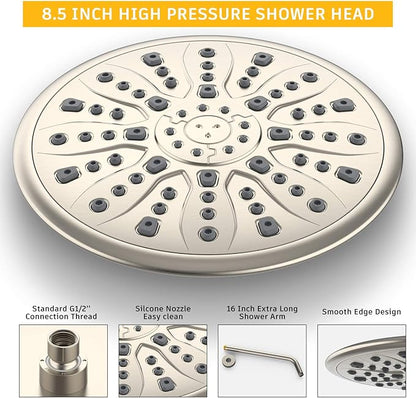 SunCleanse Shower System, Bathroom Rainfall Shower Faucet Set Complete with 7-Setting Handheld Shower Head Combo, Included Rough in Valve and Trim Kit, Brushed Nickel