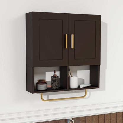 Wall Mounted Bathroom Storage Cabinet Medicine Cabinet with Adjustable Shelves & Towel Bar for Bathroom, Laundry Room, Bedroom, Enterway