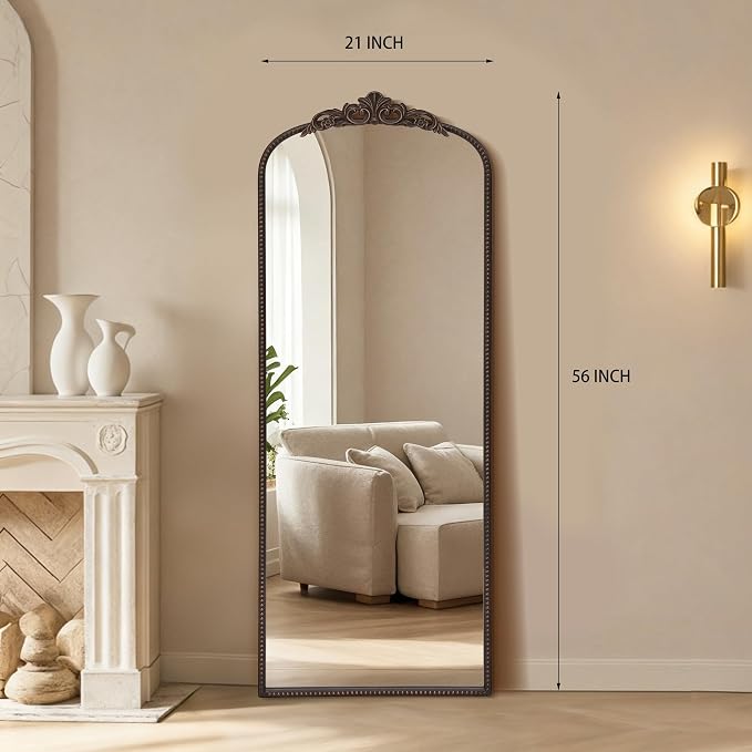 Micasso Bronze Full Length Mirror: 21''x56'' Baroque Vintage Floor Mirror | Traditional Ornate Antique Long Body Mirror for Wall/Dressing Room/Cloakroom/Bedroom/Entryway/Hallway/Fireplace/Living Room