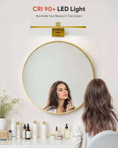 VONLUCE 24" Modern LED Bathroom Vanity Light, Brushed Gold | 3CCT, Flicker-free, 360° Rotatable Head & Swing Arm, IP44 waterproof Bathroom Light Fixture Over Mirror for Bathroom, Picture
