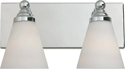Designers Fountain 2-Lights Hudson Vanity Light Fixture, 13.7 Inch Wall Mount Sconce for Bathroom, Bedroom or Mirror, Chrome, 6492-CH
