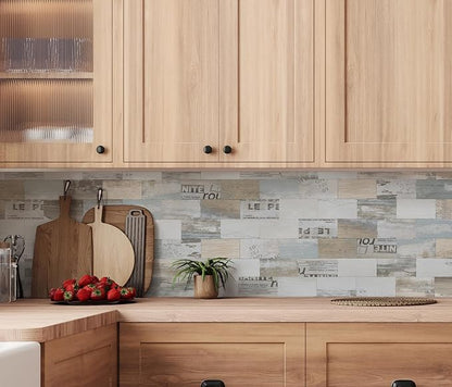 2026 New Upgrade Peel and Stick Backsplash Tile, Peel and Stick 11.34" X 11.57" Wall Tile for Kitchen, Bathroom, Fireplace, Laundry (Vintage Wood Grain, 10 Packs)