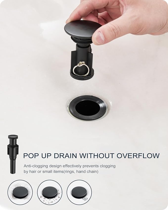 Tall Bathroom Faucet Single Hole, Brass Vessel Sink Faucet Black with 1 Handle, Arched Aerator Spout, Pop Up Drain & Pre-Installed cUPC Water Hoses for Modern Style Bowl Sink, 5 Mins Install