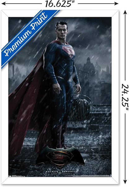 Trends International DC Comics Movie - Batman v Superman - Superman Wall Poster, 14.725" x 22.375", White Framed Version